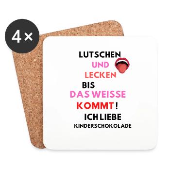 lutschen lecken Spruch Sex kinderschokolade schoko - Untersetzer (4er-Set) - Weiß - Vorne
