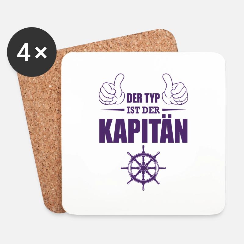Typ kapitän Geschenk Boot Segler Segelboot - Untersetzer (4er-Set) - Weiß
