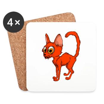 Lustige Katzen 11 - Untersetzer (4er-Set) - Weiß - Vorne