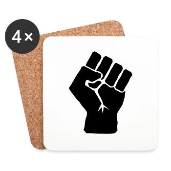 Erhöhte Faust Symbol - Untersetzer (4er-Set) - Weiß - Vorne