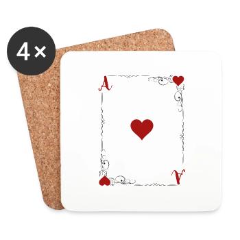 Ace of heart. - Coasters (set of 4) - white - Front