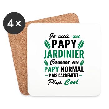je suis un papy jardinier / humour papy jardinier - Dessous de verre (lot de 4) - blanc - Devant
