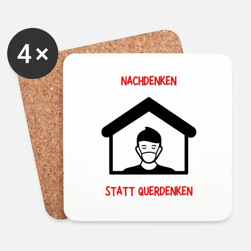 Nachdenken statt Querdenken, Zuhause, Maske Tragen - Untersetzer (4er-Set) - Weiß