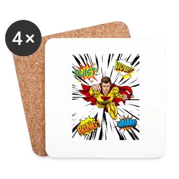 SuperHero - Dessous de verre (lot de 4) - blanc - Devant