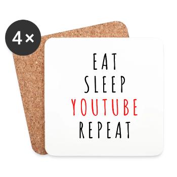 Essen Schlaf Youtube Wiederholen - Untersetzer (4er-Set) - Weiß - Vorne