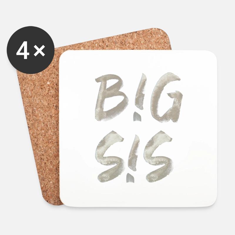 big sis SChrift große Schwester Spruch Kinder - Untersetzer (4er-Set) - Weiß