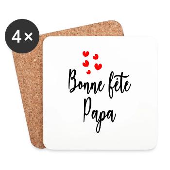 BONNE FÊTE PAPA. PAPA. FÊTE DES PÈRES. BONNE FÊTE - Dessous de verre (lot de 4) - blanc - Devant