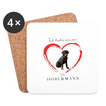 Doberman sans s’y être fait. J’ai un Doberman - Dessous de verre (lot de 4) - blanc - Devant