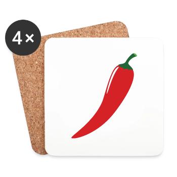 Chilli rouge - Dessous de verre (lot de 4) - blanc - Devant