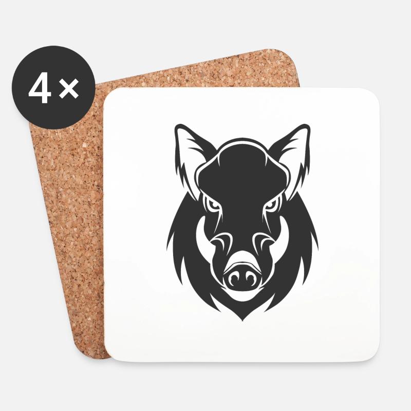 Wildschweine - Untersetzer (4er-Set) - Weiß