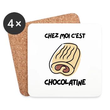 Chez moi c'est chocolatine - Dessous de verre (lot de 4) - blanc - Devant