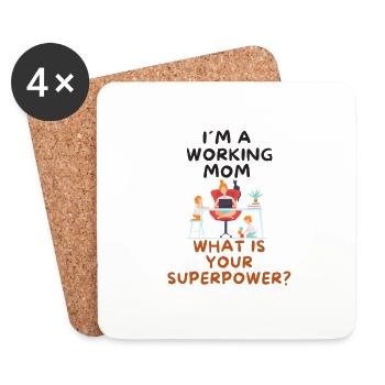 Working Mom - Funny Saying - Power Woman - Coasters (set of 4) - white - Front