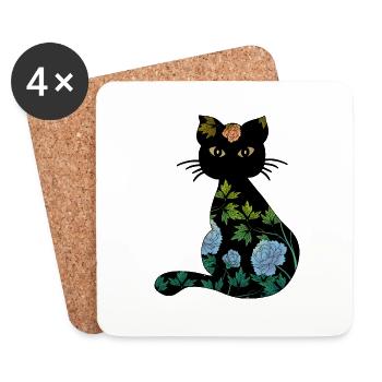 Katze - Untersetzer (4er-Set) - Weiß - Vorne