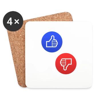Thumbs up thumbs down Yes no Yes No Gift - Coasters (set of 4) - white - Front
