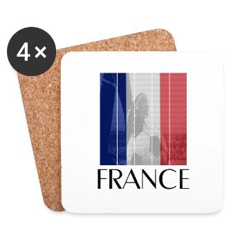France Football, Frankreich Fußball Fahne - Untersetzer (4er-Set) - Weiß - Vorne