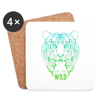 Wild Tigerkopf Skizze - Untersetzer (4er-Set) - Weiß - Vorne
