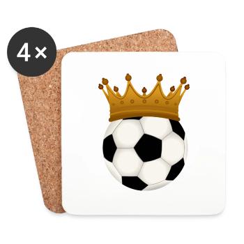 Fußball mit Krone – Fußball der König des Sports - Untersetzer (4er-Set) - Weiß - Vorne
