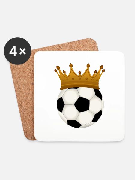 Fußball mit Krone – Fußball der König des Sports - Untersetzer (4er-Set) - Weiß
