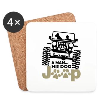 A Hérone His Dog Jeep - Dessous de verre (lot de 4) - blanc - Devant