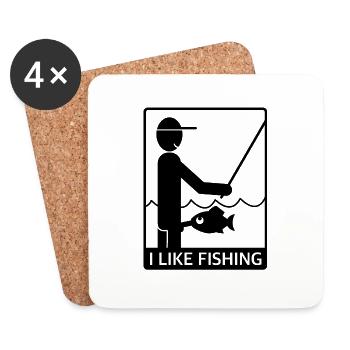 I like fishing - Dessous de verre (lot de 4) - blanc - Devant