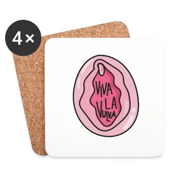 viva la vulva feminism saying - Coasters (set of 4) - white - Front