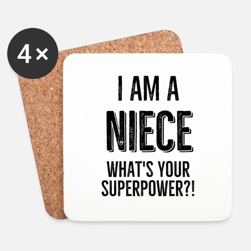 Ich bin eine Nichte Was ist deine Supermacht - Untersetzer (4er-Set) - Weiß