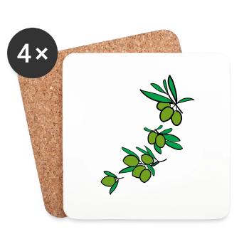Fresh green olives 2 - Coasters (set of 4) - white - Front