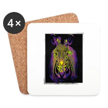 Pop-Art Zebra - Untersetzer (4er-Set) - Weiß - Vorne