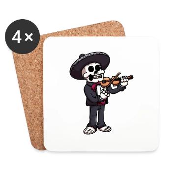 Mariachi Skeleton Playing The Violin - Coasters (set of 4) - white - Front
