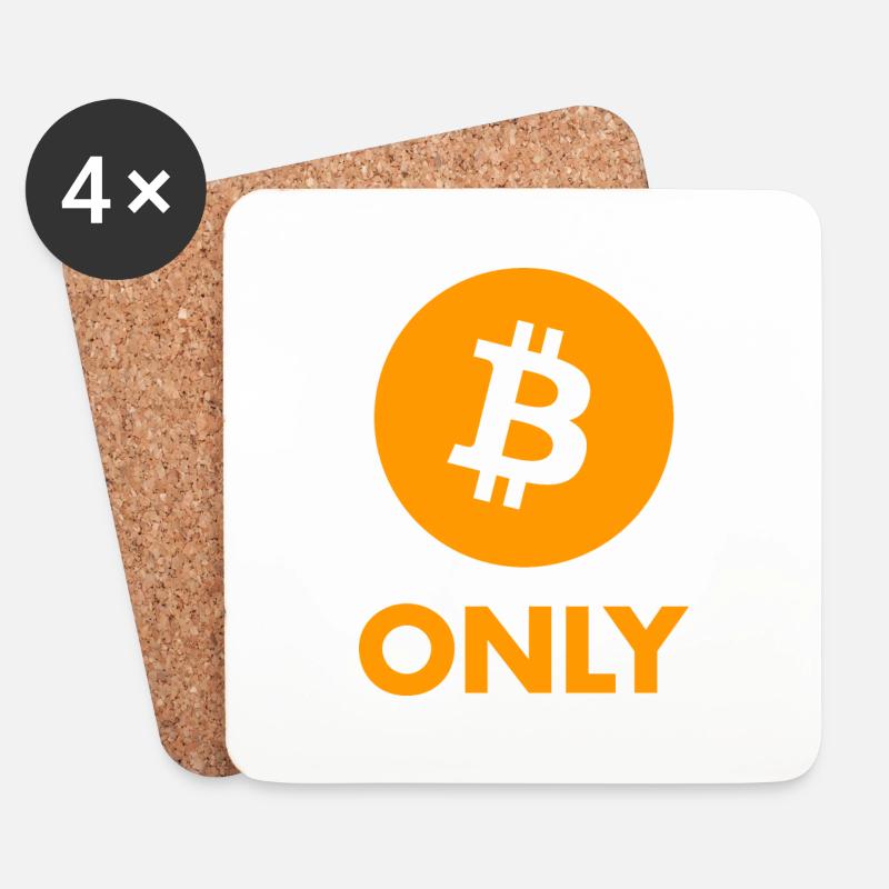 Bitcoin Only Orange - Bitcoin Maximalist - Logo - Dessous de verre (lot de 4) - blanc
