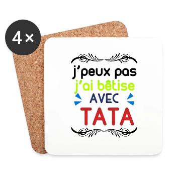 J'ai bêtise avec tata - Dessous de verre (lot de 4) - blanc - Devant