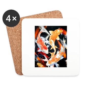 Koi-Karpfen - Untersetzer (4er-Set) - Weiß - Vorne