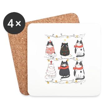 Cute Cats Xmas Kitten Christmas Outfit - Coasters (set of 4) - white - Front