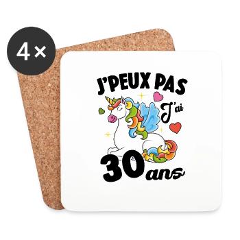 Je Peux Pas J'ai 30 Ans Anniversaire Cadeau - Dessous de verre (lot de 4) - blanc - Devant