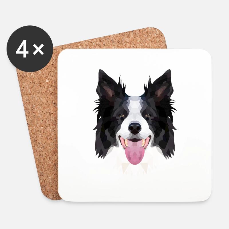 Polyart Border Collie - Untersetzer (4er-Set) - Weiß