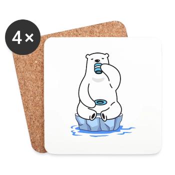 nageur de glace nageur d’hiver nageur d’hiver thé d’ours polaire - Dessous de verre (lot de 4) - blanc - Devant