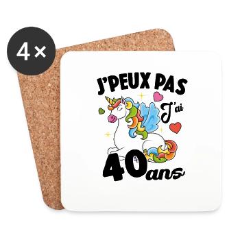 Je Peux Pas J'ai 40 Ans Anniversaire Cadeau - Dessous de verre (lot de 4) - blanc - Devant