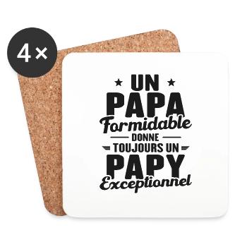Papa Formidable - Papy Exceptionnel - Dessous de verre (lot de 4) - blanc - Devant