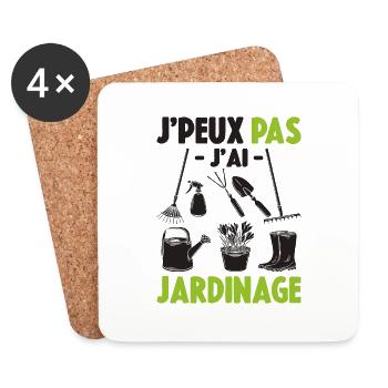Je Peux Pas J'ai Jardin Cadeau De Jardinage - Dessous de verre (lot de 4) - blanc - Devant