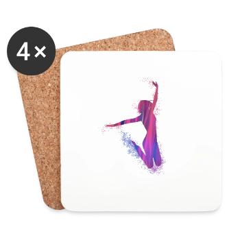 sauter, danse, danseur, graffiti, rose, rose - Dessous de verre (lot de 4) - blanc - Devant