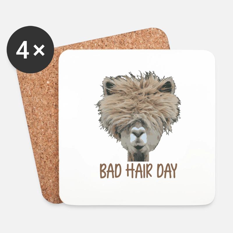 Bad Hair Day - Untersetzer (4er-Set) - Weiß