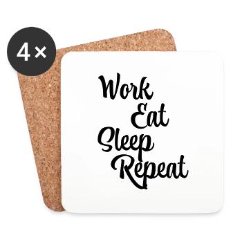 Work, eat, sleep, repeat - Untersetzer (4er-Set) - Weiß - Vorne