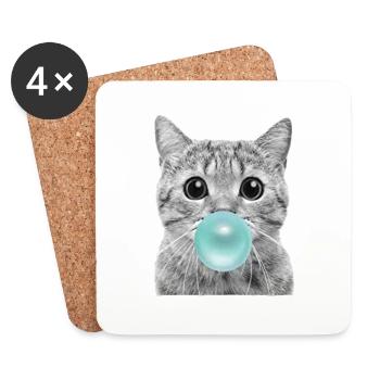 cool cat - Coasters (set of 4) - white - Front
