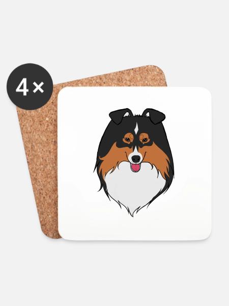 Sheltie schwarzes Trio - Untersetzer (4er-Set) - Weiß