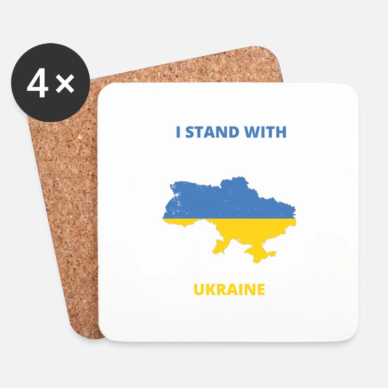 I stand with Ukraine - Untersetzer (4er-Set) - Weiß