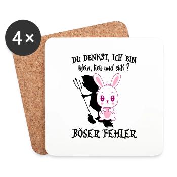 kleiner teufel devil klein lieb süß dreizack - Untersetzer (4er-Set) - Weiß - Vorne
