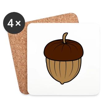 Acorn Nut Design - Coasters (set of 4) - white - Front
