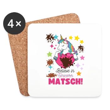 Muddy run shirt mud Matsch Lauf Einhorn Team Frau - Untersetzer (4er-Set) - Weiß - Vorne