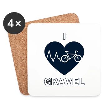 Gravel Bike I Love Gravel - Untersetzer (4er-Set) - Weiß - Vorne