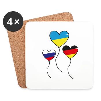 Ballon Herz Deutschland Ukraine Russland Peace - Untersetzer (4er-Set) - Weiß - Vorne